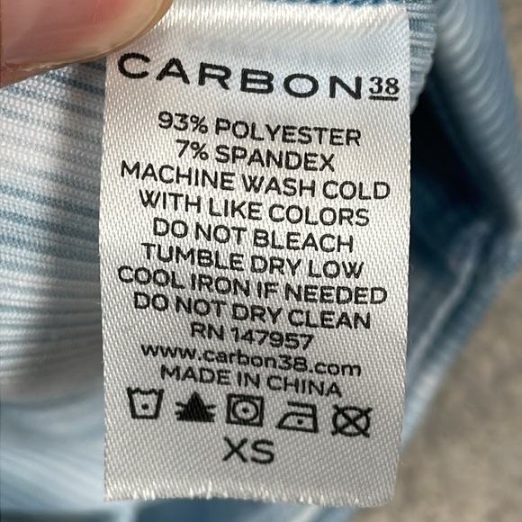 NWT Carbon 38 Ribbed Biker Short Long Length Stretch Gym High Rise Blue Sz XS - Picture 11 of 13